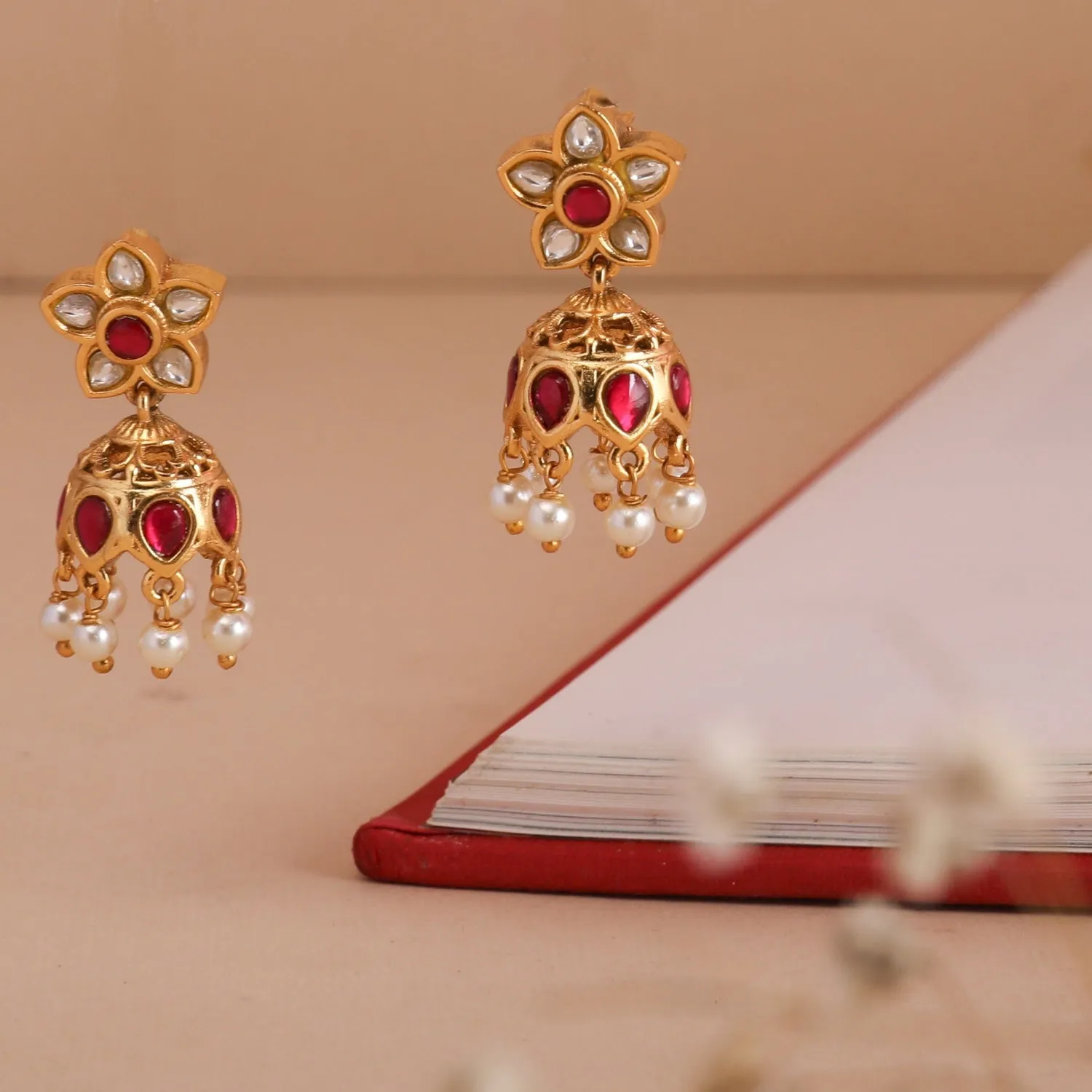 Udhay Kempu Antique Jhumki Earrings