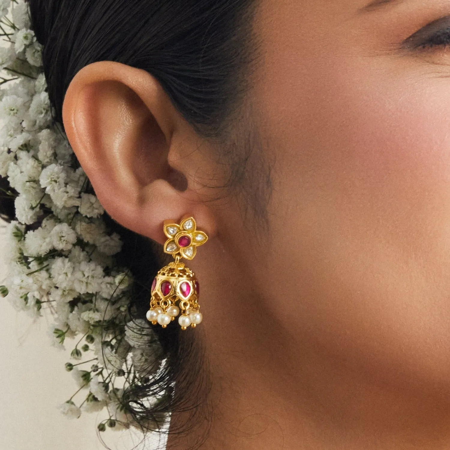 Udhay Kempu Antique Jhumki Earrings