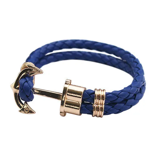 Unisex Couples Bracelet Men Anchor Woven Leather Bracelets&Bangles Multilayer Punk Charming Rope Pulseiras Femininas Hand Chain