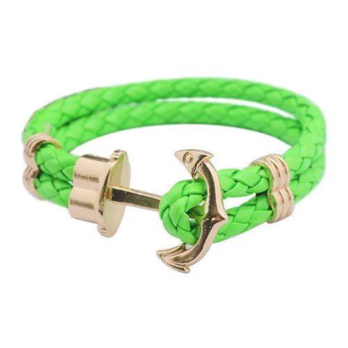 Unisex Couples Bracelet Men Anchor Woven Leather Bracelets&Bangles Multilayer Punk Charming Rope Pulseiras Femininas Hand Chain