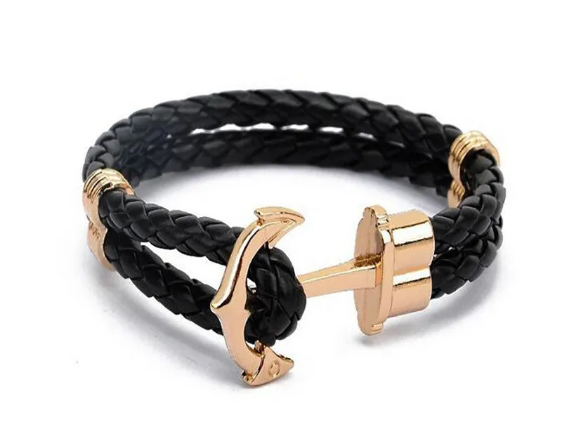 Unisex Couples Bracelet Men Anchor Woven Leather Bracelets&Bangles Multilayer Punk Charming Rope Pulseiras Femininas Hand Chain