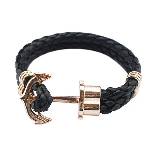 Unisex Couples Bracelet Men Anchor Woven Leather Bracelets&Bangles Multilayer Punk Charming Rope Pulseiras Femininas Hand Chain