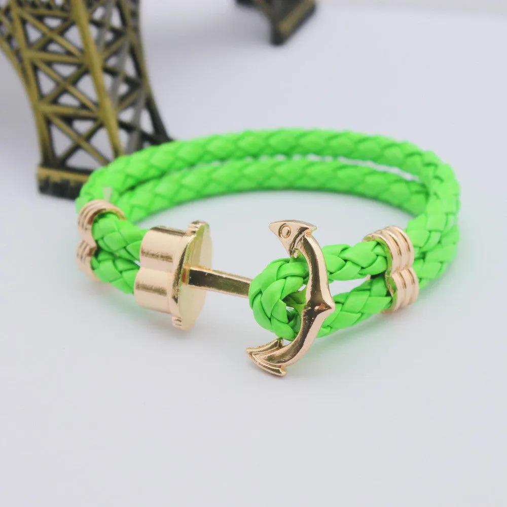 Unisex Couples Bracelet Men Anchor Woven Leather Bracelets&Bangles Multilayer Punk Charming Rope Pulseiras Femininas Hand Chain