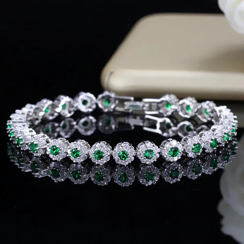 Vibrant Round Cubic Zirconia Bejeweled Bracelets