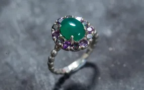 Victorian Emerald Ring - Real Emerald Ring - Statement Flower Ring