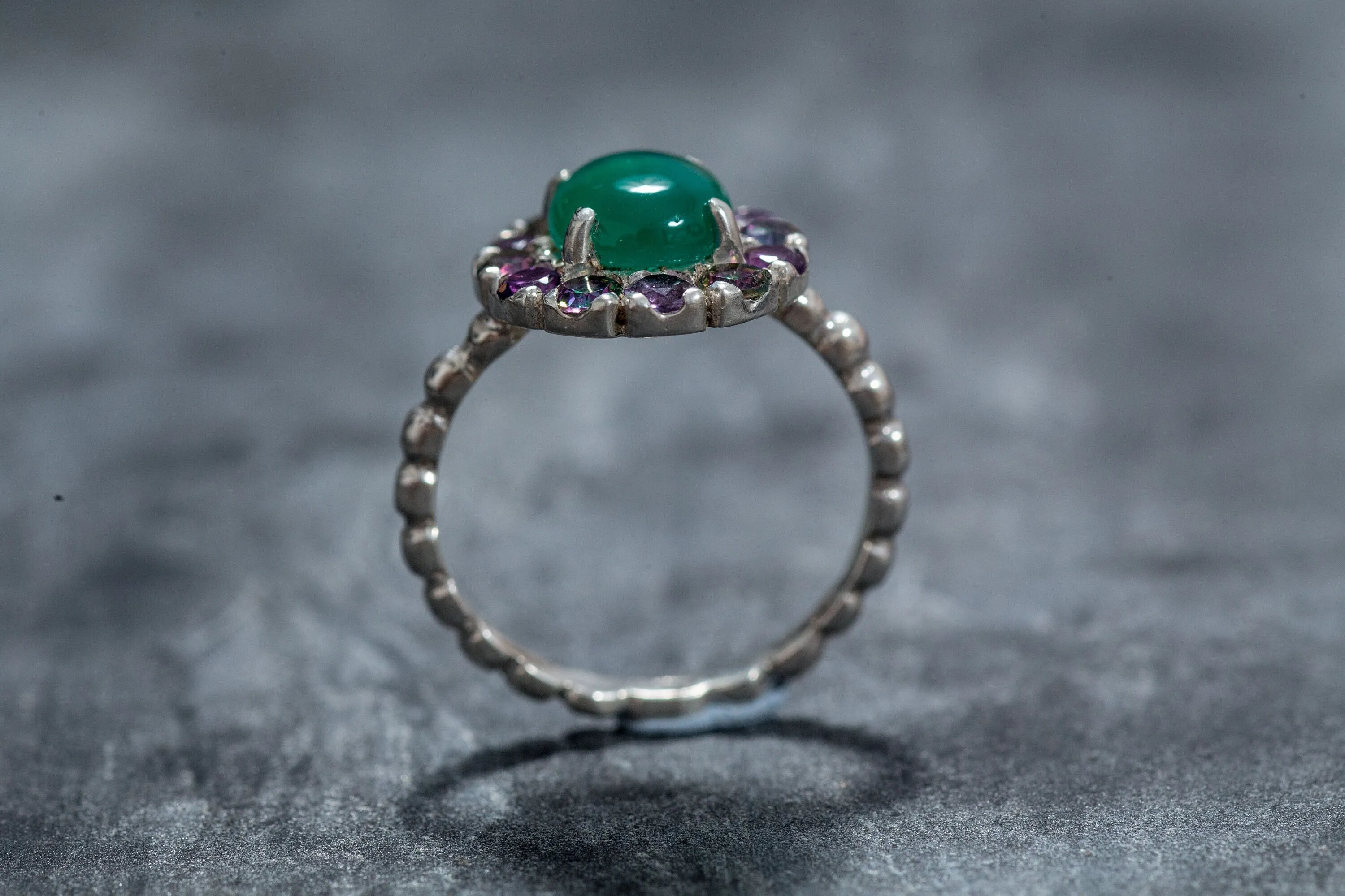 Victorian Emerald Ring - Real Emerald Ring - Statement Flower Ring