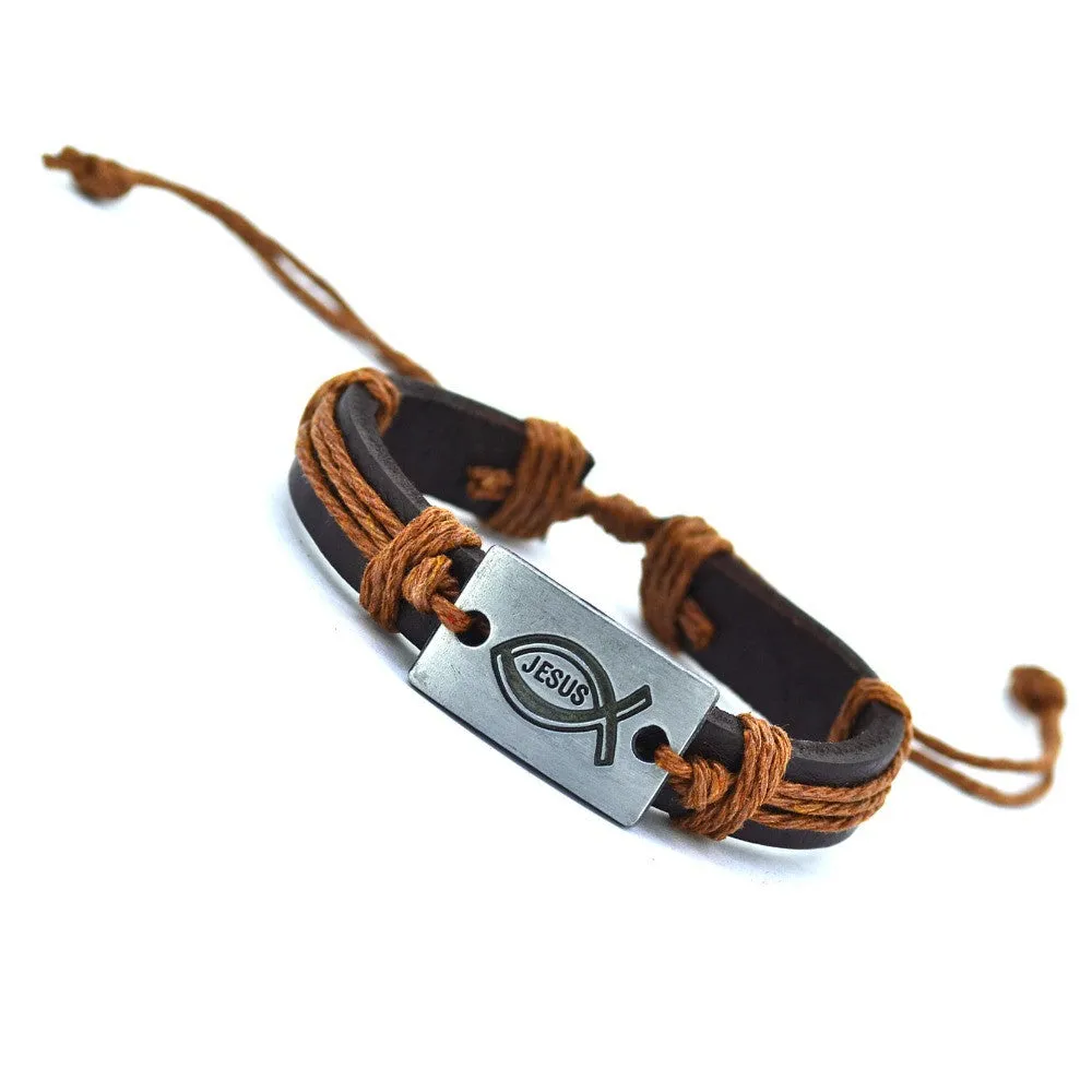 Vintage Classic Handmade Leather Bracelet twine alloy Retro Charm Bracelet Genuine Leather Artificial Cuff Bracelet For Women