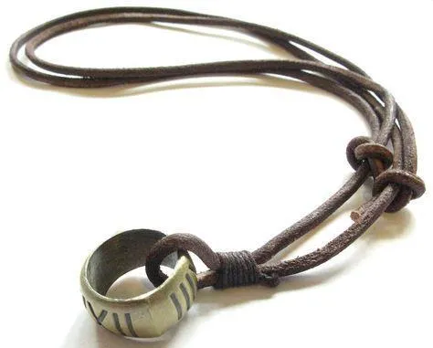 Vintage Ring Leather Necklace