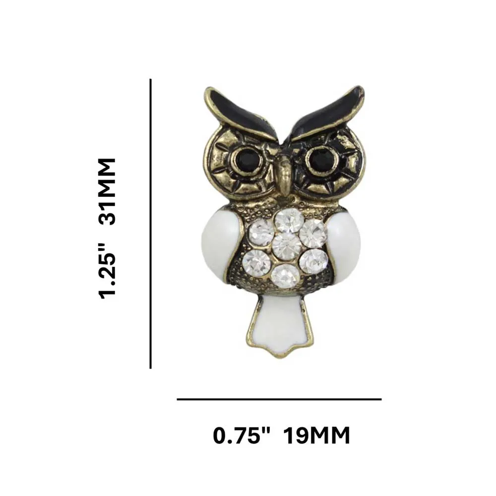 White Enamel Antique Owl Pierced Earring - REE401